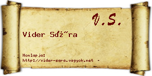 Vider Sára névjegykártya