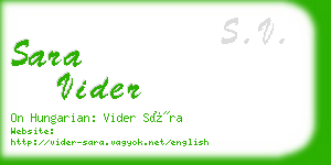sara vider business card